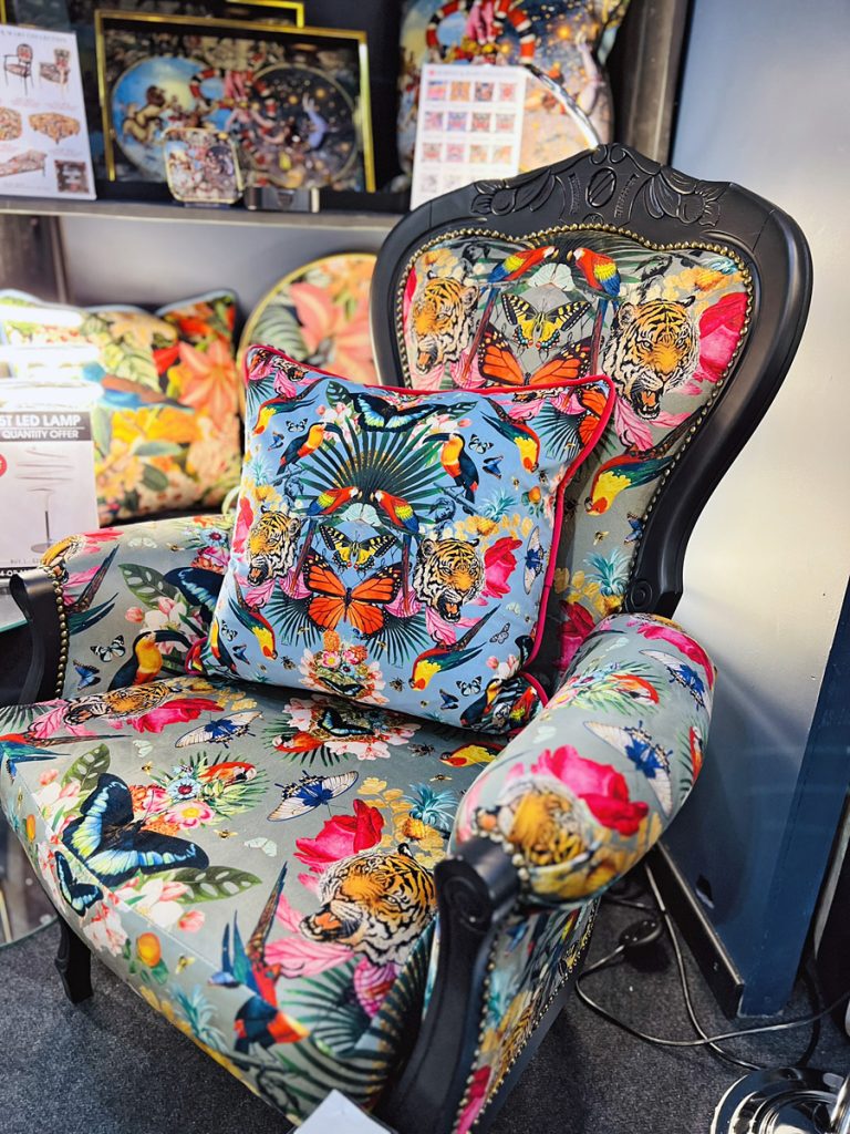 Myrtle and Mary Bespoke Chair on the Febland stand at the Spring Fair 2025