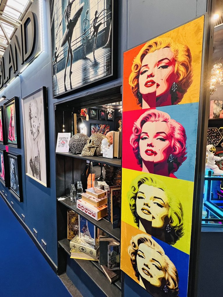 Feblands velvet artwork pieces on the outside stand at the Spring Fair 2025