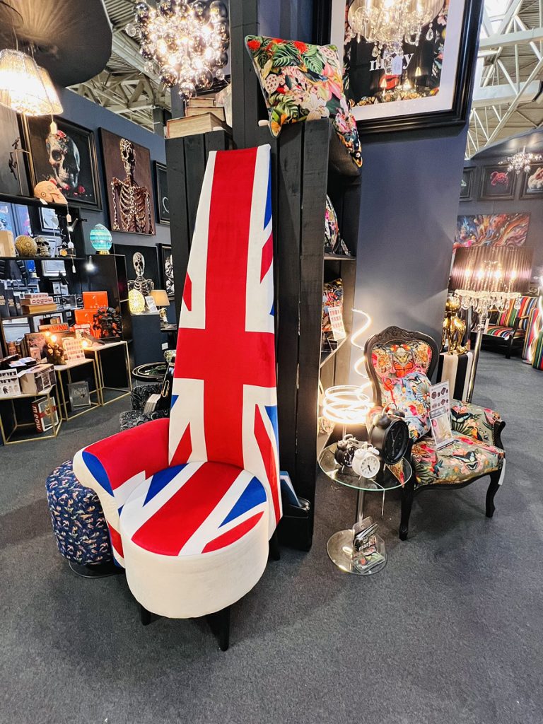 Feblands Union Jack Potenza Chair on display at the Spring Fair 2025