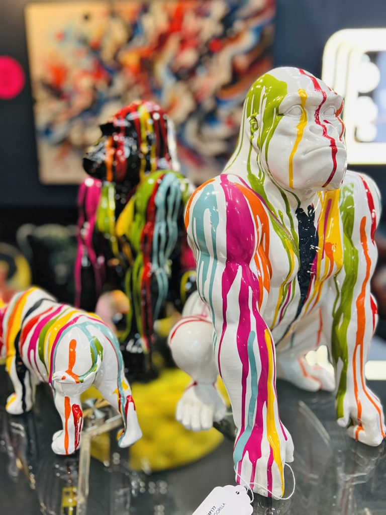 Feblands paint dripped gorilla statues at the Spring Fair 2025