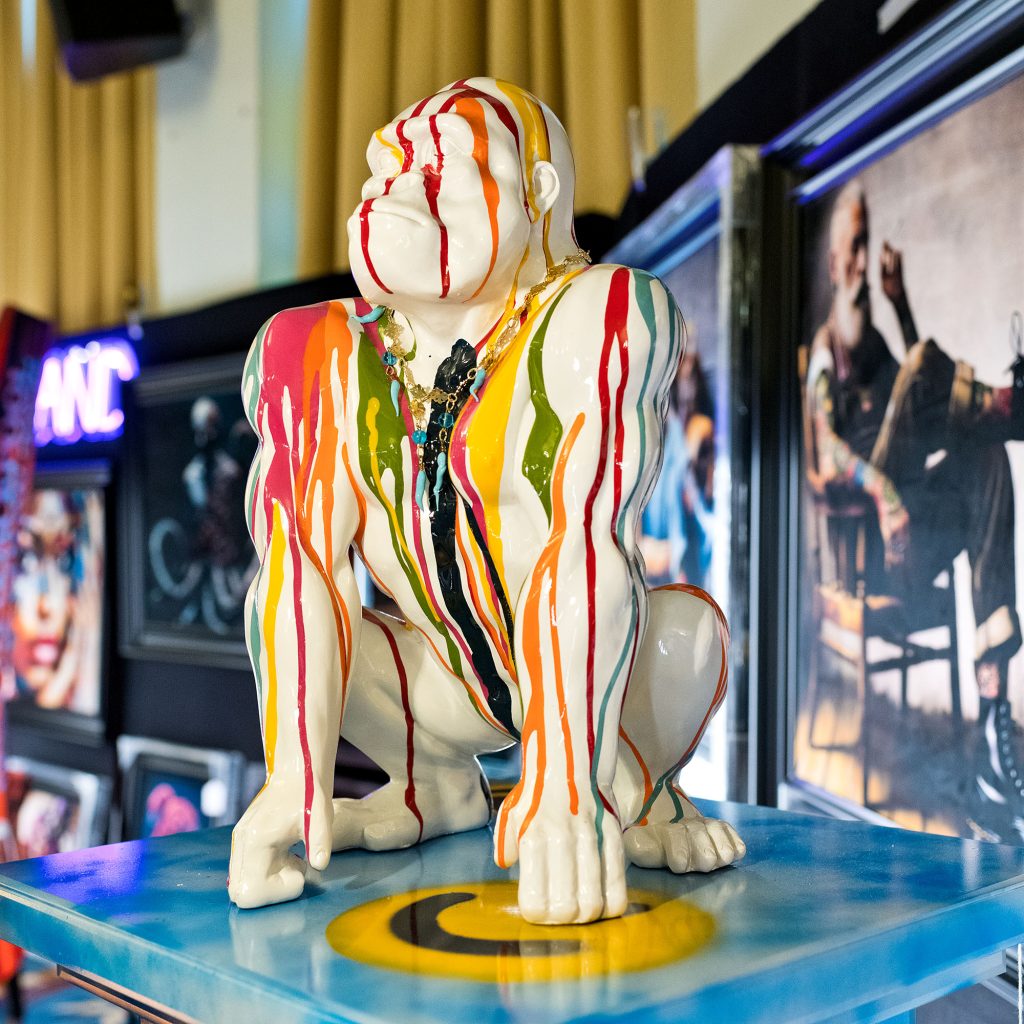 White Painted Gorilla Statue