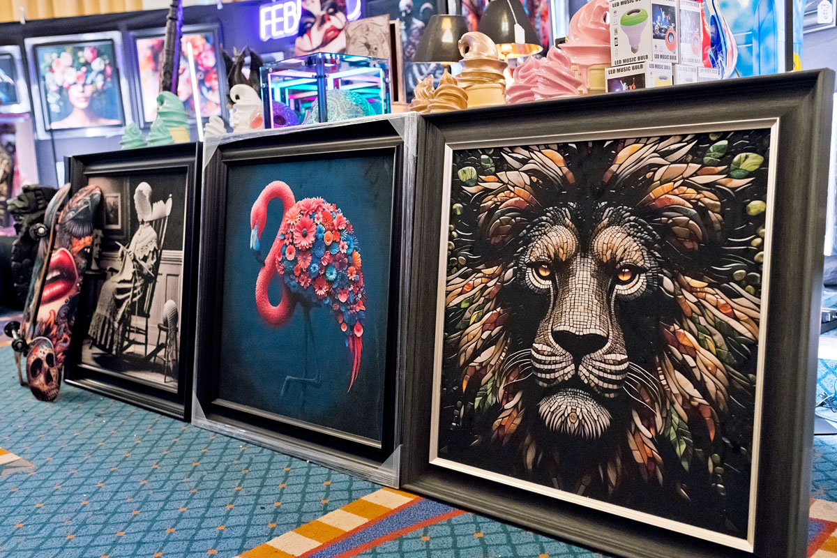 French velvet wall art display 