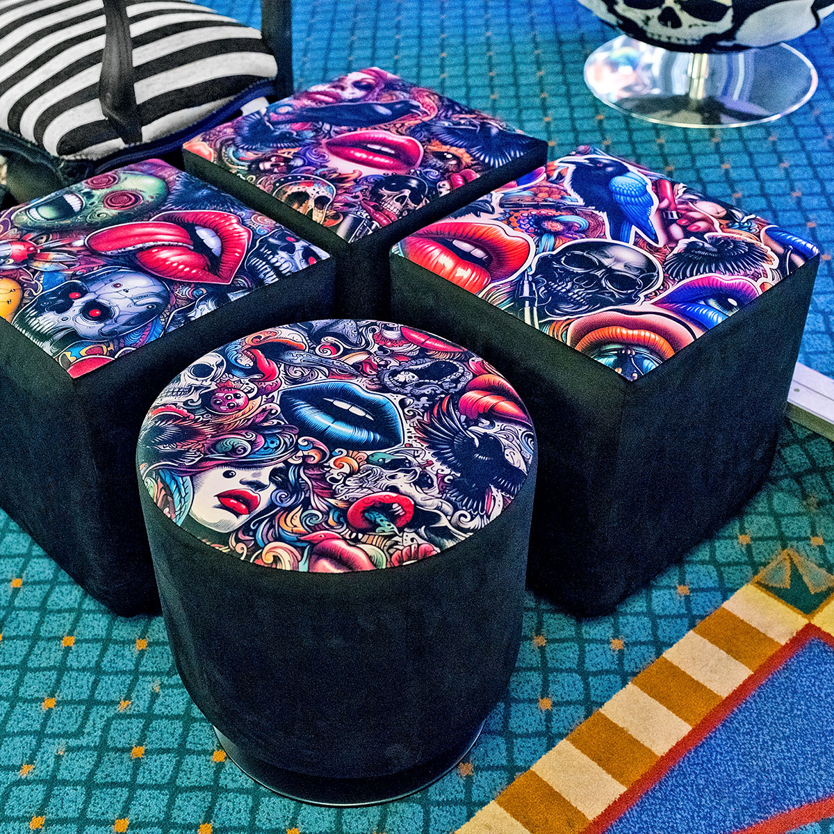 Tatcon exclusive tattoo themed foot stools